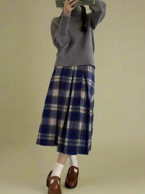 Classic Academia Plaid Midi Skirt