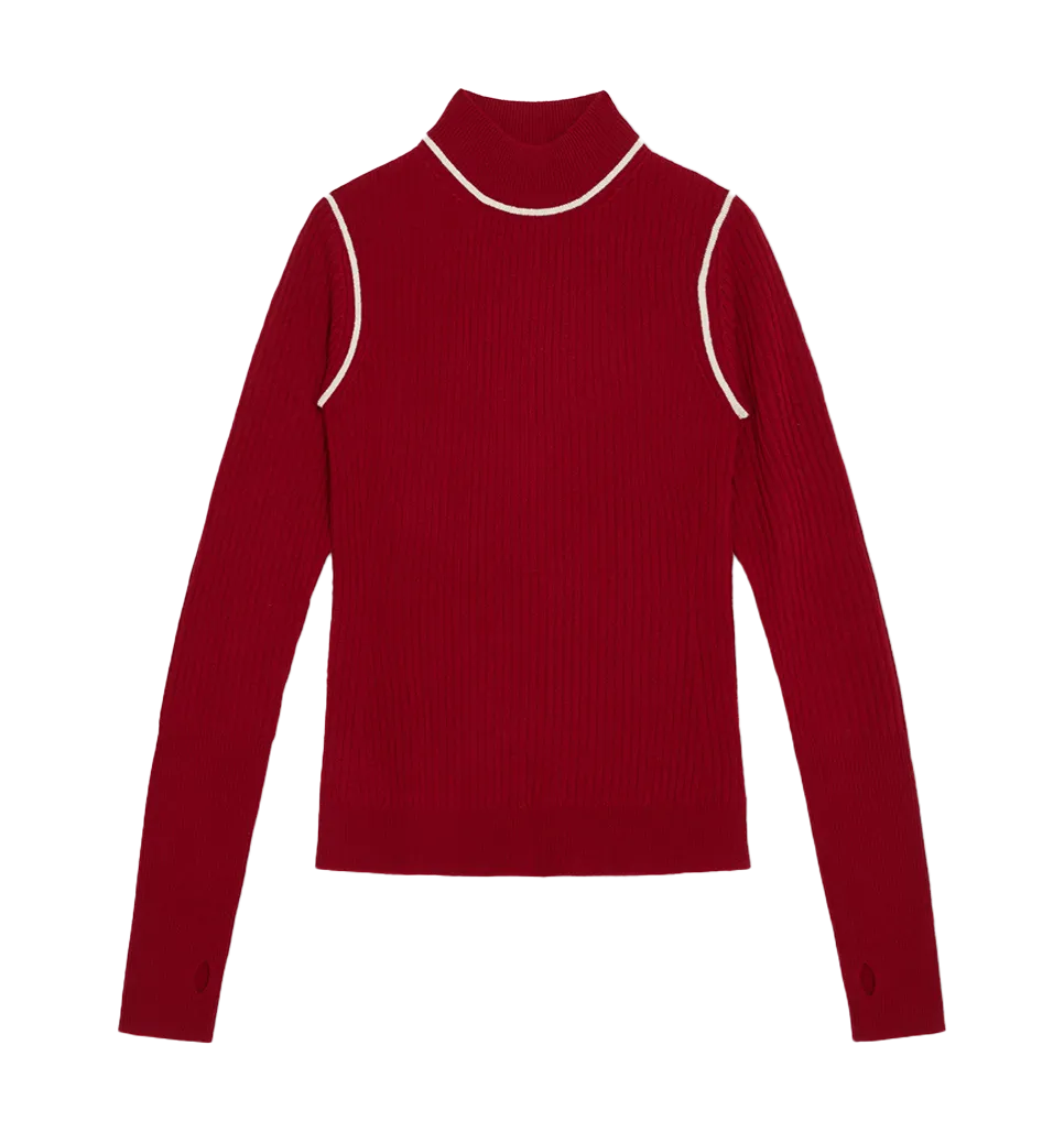 fine rib mock neck