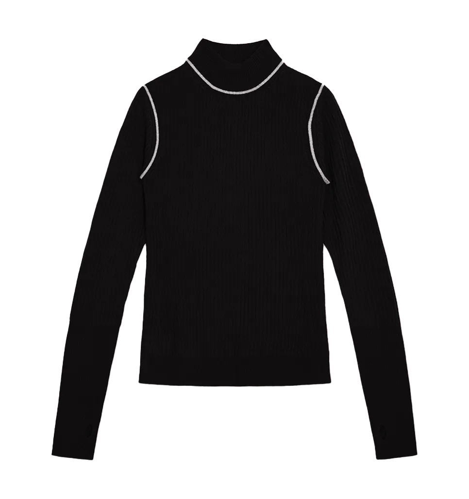 fine rib mock neck