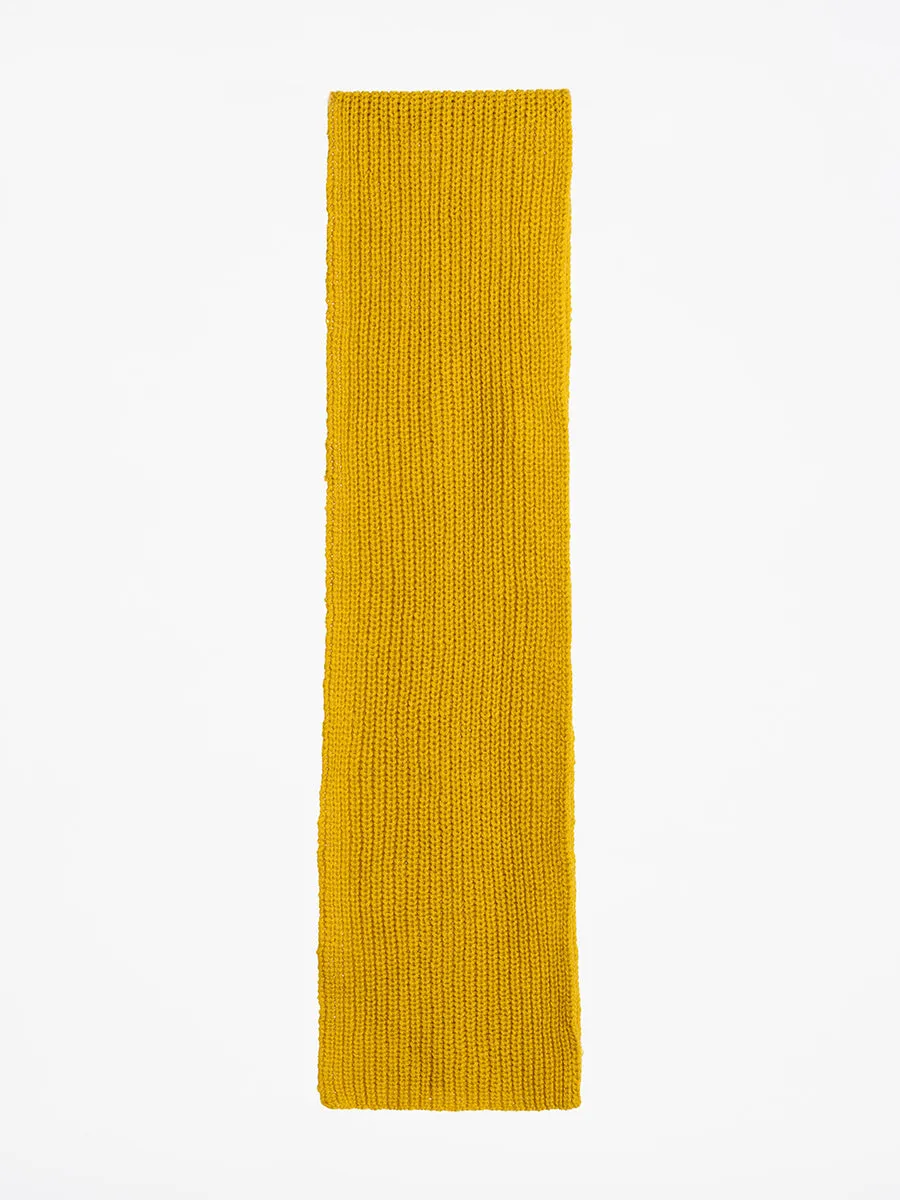 Merino Handknit Rib Scarf - Cyber Yellow