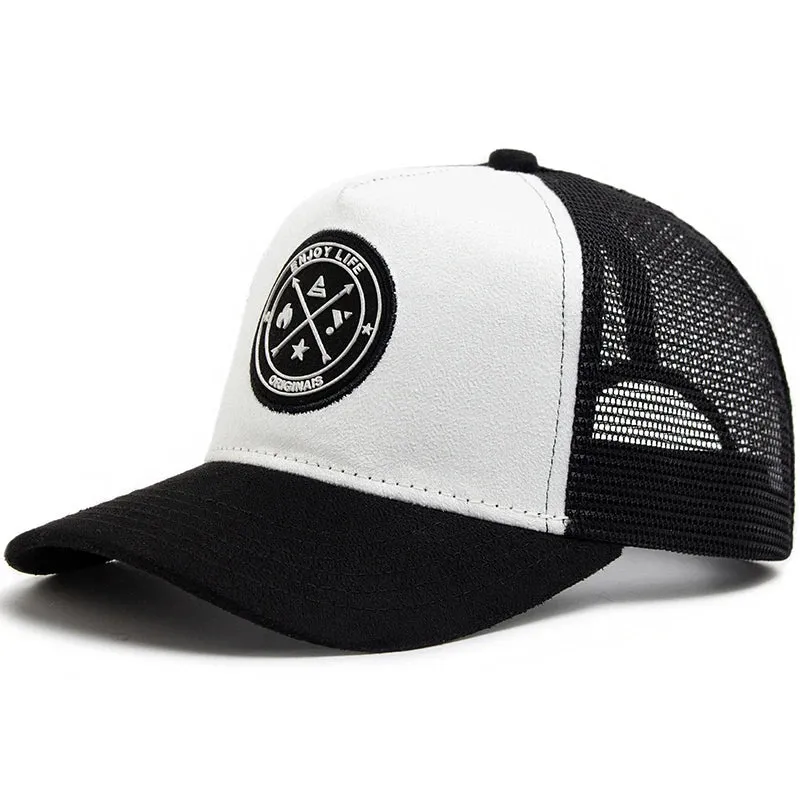 NEW Circular leather label Trucker Hat Summer Men Mesh Baseball Cap For Visor Casual Women Snapback Hip Hop Caps Unisex