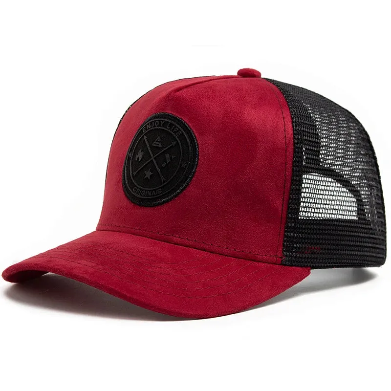 NEW Circular leather label Trucker Hat Summer Men Mesh Baseball Cap For Visor Casual Women Snapback Hip Hop Caps Unisex