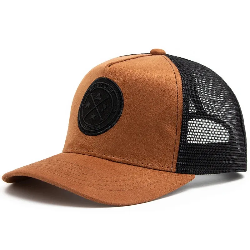 NEW Circular leather label Trucker Hat Summer Men Mesh Baseball Cap For Visor Casual Women Snapback Hip Hop Caps Unisex