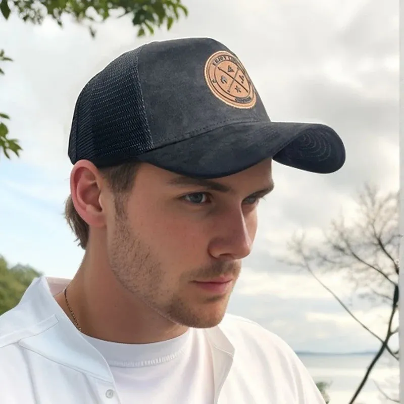 NEW Circular leather label Trucker Hat Summer Men Mesh Baseball Cap For Visor Casual Women Snapback Hip Hop Caps Unisex