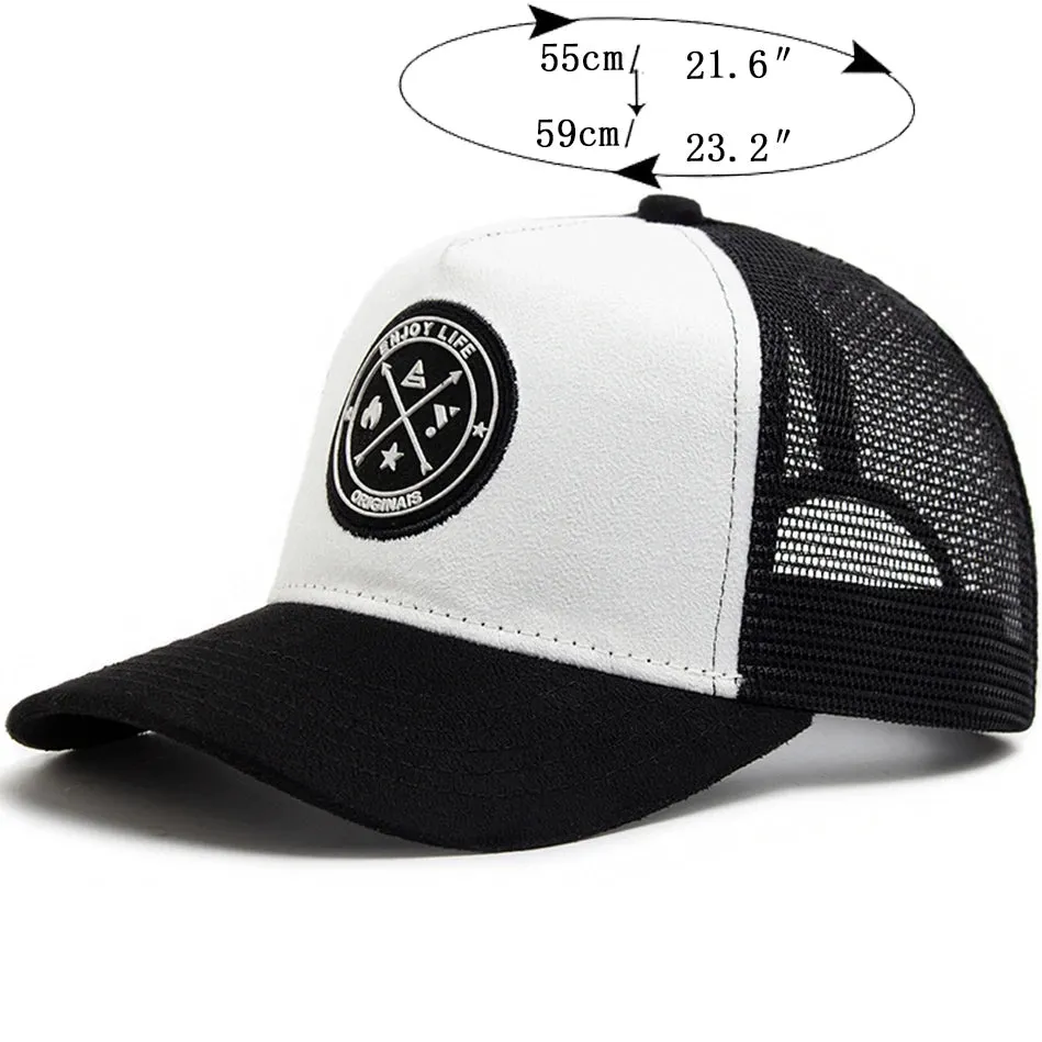 NEW Circular leather label Trucker Hat Summer Men Mesh Baseball Cap For Visor Casual Women Snapback Hip Hop Caps Unisex