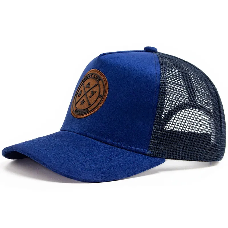 NEW Circular leather label Trucker Hat Summer Men Mesh Baseball Cap For Visor Casual Women Snapback Hip Hop Caps Unisex