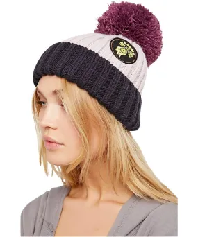 Patched Pom Beanie, Lavender